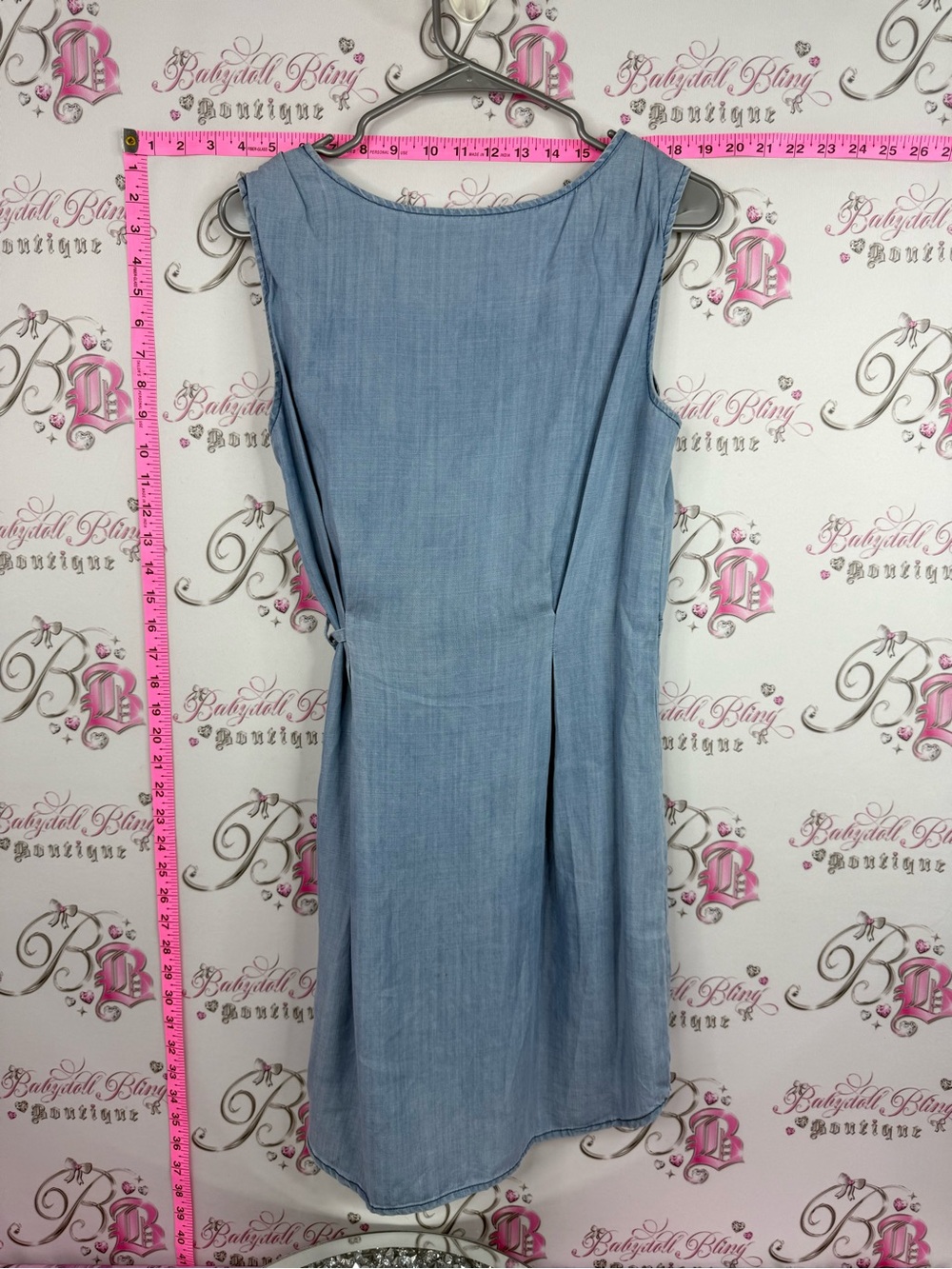 Skies Are Blue dress denim look Light Blue Sleeveless Tie-Waist Chambray Dress - Picture 2 of 11